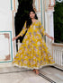 Miravan Womens Cotton Gotapatti And Lace Border Details Floral Printed Yellow Anarkali Kurta