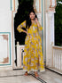 Miravan Womens Cotton Gotapatti And Lace Border Details Floral Printed Yellow Anarkali Kurta