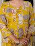 Miravan Womens Cotton Gotapatti And Lace Border Details Floral Printed Yellow Anarkali Kurta