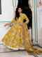 Miravan Womens Cotton Gotapatti And Lace Border Yellow Anarkali Kurta And Dupatta Set