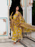 Miravan Womens Cotton Gotapatti And Lace Border Yellow Anarkali Kurta And Dupatta Set