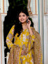 Miravan Womens Cotton Gotapatti And Lace Border Yellow Anarkali Kurta And Dupatta Set