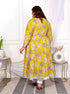 Miravan Womens Plus Size Cotton Gotapatti And Lace Border Details Floral Printed Yellow Anarkali Kurta And Dupatta Set