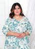 Miravan Womens Plus Size Light Green Cotton Gotapatti And Lace Border Details Birds And Leaf Floral Printed Anarkali Kurta