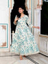 Miravan Womens Light Green Cotton Gotapatti And Lace Border Birds And Leaf Anarkali Kurta
