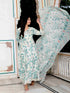 Miravan Womens Light Green Birds And Leaf Floral Printed Anarkali Kurta And Dupatta Set