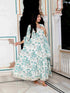 Miravan Womens Light Green Birds And Leaf Floral Printed Anarkali Kurta And Dupatta Set