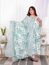 Miravan Womens Plus Size Light Green Cotton Birds And Leaf Floral Printed And Lace Border Details Anarkali Kurta And Dupatta Set
