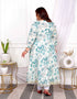 Miravan Womens Plus Size Light Green Cotton Birds And Leaf Floral Printed And Lace Border Details Anarkali Kurta And Dupatta Set