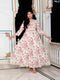 Miravan Womens Light Pink Cotton Gotapatti Birds And Leaf Floral Printed Anarkali Kurta