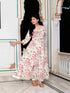 Miravan Womens Light Pink Cotton Gotapatti Birds And Leaf Floral Printed Anarkali Kurta