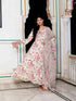 Miravan Womens Light Pink Cotton Birds And Leaf Floral Printed Anarkali Kurta And Dupatta Set