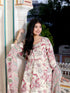 Miravan Womens Light Pink Cotton Birds And Leaf Floral Printed Anarkali Kurta And Dupatta Set
