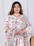 Miravan Womens Plus Size Light Pink Floral Printed and Anarkali Kurta with Dupatta