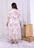 Miravan Womens Plus Size Pink Cotton Gota and Lace Border Birds and Leaf Floral Printed Anarkali Kurta