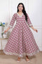 Miravan Womens Cream Embroidered Cotton Anarkali Kurta