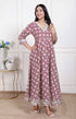 Miravan Womens Cream Embroidered Cotton Anarkali Kurta