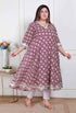 Miravan Plus Size Womens Cream Embroidered Cotton Anarkali Kurta
