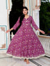 Miravan Womens Cotton Gotapatti And Lace Border Details Floral Printed Purple Anarkali Kurta