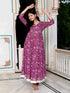 Miravan Womens Cotton Gotapatti And Lace Border Details Floral Printed Purple Anarkali Kurta