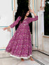 Miravan Womens Cotton Gotapatti And Lace Border Details Floral Printed Purple Anarkali Kurta