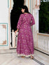 Miravan Womens Cotton Gotapatti And Lace Border Details Floral Printed Purple Anarkali Kurta