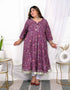 Miravan Womens Plus Size Cotton Gotapatti And Lace Border Details Floral Printed Purple Anarkali Kurta
