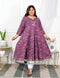 Miravan Womens Plus Size Cotton Gotapatti And Lace Border Details Floral Printed Purple Anarkali Kurta