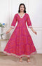 Miravan Womens PINK cotton Bandhani ethnic Anarkali Kurta