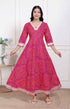 Miravan Womens PINK cotton Bandhani ethnic Anarkali Kurta