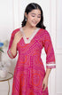 Miravan Womens PINK cotton Bandhani ethnic Anarkali Kurta