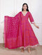 Miravan Womens Bandhani ethnic Anarkali Kurta and Dupatta