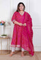 Miravan Plus Size Womens Bandhani ethnic Anarkali Kurta and Dupatta