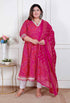 Miravan Plus Size Womens Bandhani ethnic Anarkali Kurta and Dupatta