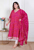 Miravan Plus Size Womens Bandhani ethnic Anarkali Kurta and Dupatta