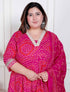 Miravan Plus Size Womens Bandhani ethnic Anarkali Kurta and Dupatta