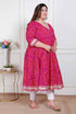 Miravan Plus Size Womens Bandhani ethnic Anarkali Kurta and Dupatta