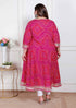 Miravan Plus Size Womens Bandhani ethnic Anarkali Kurta and Dupatta