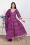 Miravan Womens Bandhani embroidred ethnic Anarkali Kurta and Dupatta