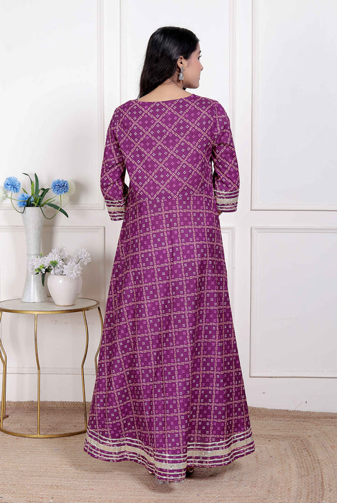Miravan Womens Bandhani embroidred ethnic Anarkali Kurta and Dupatta