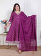 Miravan Plus Size Womens Bandhani embroidred ethnic Anarkali Kurta and Dupatta