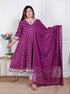 Miravan Plus Size Womens Bandhani embroidred ethnic Anarkali Kurta and Dupatta