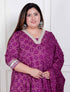 Miravan Plus Size Womens Bandhani embroidred ethnic Anarkali Kurta and Dupatta