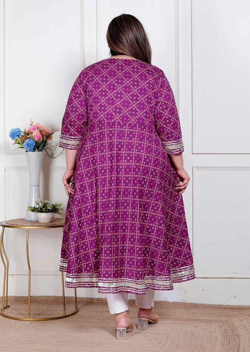 Miravan Plus Size Womens Bandhani embroidred ethnic Anarkali Kurta and Dupatta