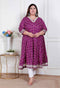 Miravan Plus Size women cotton Magenta Gota lace and Embroidered Anarkali Kurta