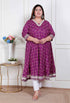 Miravan Plus Size women cotton Magenta Gota lace and Embroidered Anarkali Kurta
