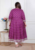 Miravan Plus Size women cotton Magenta Gota lace and Embroidered Anarkali Kurta