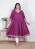 Miravan Plus Size women cotton Magenta Gota lace and Embroidered Anarkali Kurta