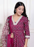 Miravan Womens Maroon embroidered Anarkali Kurta and Dupatta