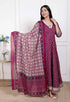 Miravan Womens Maroon embroidered Anarkali Kurta and Dupatta